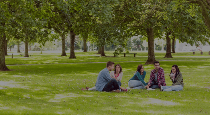 Dark_Group of young college students sitting on grass in the park.png